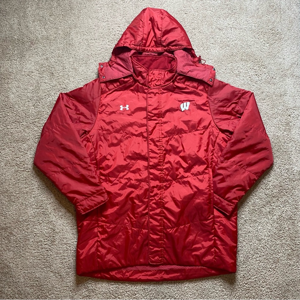 University Wisconsin Badgers UA Fill Zip Puffer Coat